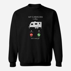 Camping-Herren-Sweatshirt Schwarzes mit My Caravan is Calling Aufdruck - Seseable De