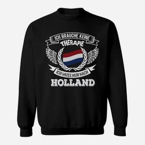 Holland-Liebhaber Sweatshirt Schwarz mit Spruch 'Therapie in Holland' - Seseable De