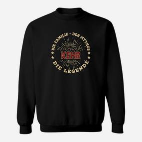 Personalisiertes Schwarzes Sweatshirt, Goldener Aufdruck: Familie Mythos Kehr Legende - Seseable De