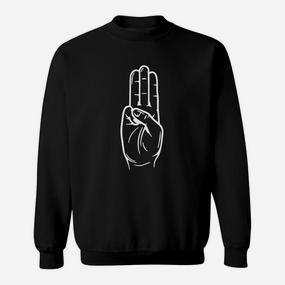 Schwarzes Sweatshirt mit Handgesten-Illustration, Grafisches Design - Seseable De
