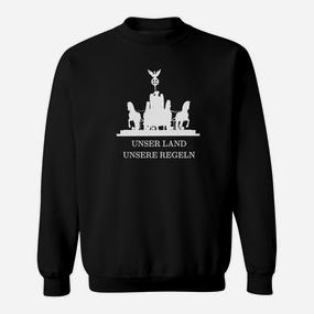 Schwarzes Sweatshirt mit Ländlichem Motiv: Unser Land, Unsere Regeln - Seseable De