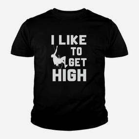 Kletterer Kinder Tshirt I Like To Get High, Bergsteiger-Silhouette Tee - Seseable De