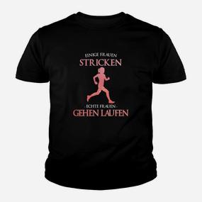Lustiges Damen Laufshirt 'Stricken vs. Laufen', Motivations-Tee für Joggerinnen Kinder Tshirt - Seseable De