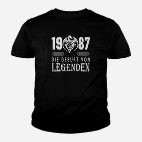 Schwarzes Kinder Tshirt 1987 Die Geburt von Legenden, Vintage Design - Seseable De