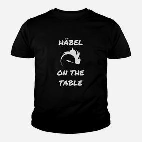 Schwarzes Kinder Tshirt mit HÄBEL ON THE TABLE-Aufdruck & Weißer Katze - Seseable De