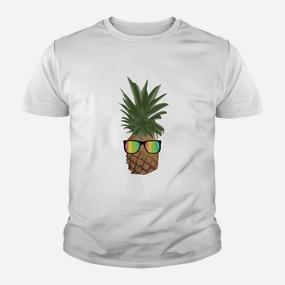 Ananas mit Sonnenbrille Kinder Tshirt, Lustiges Motiv Unisex Weiß - Seseable De