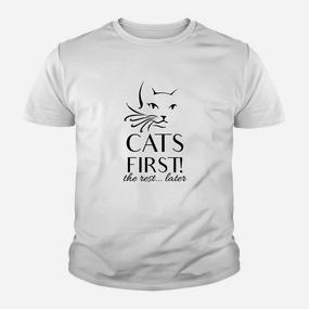 Katzenliebhaber Baumwoll-Kinder Tshirt, Cats First - The Rest... Later Aufdruck - Seseable De