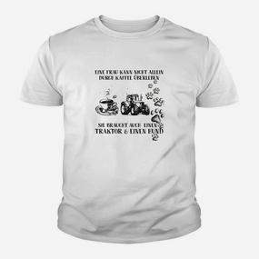 Landwirtschaft Kinder Tshirt für Frauen, Kaffee, Traktor & Hund Motiv - Seseable De