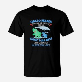 Dinosaurier-Themen T-Shirt für Schwangere, Hallo Mama Botschaft - Seseable De