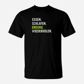 Enduro Motivations T-Shirt Schwarz - Essen Schlafen Wiederholen - Seseable De