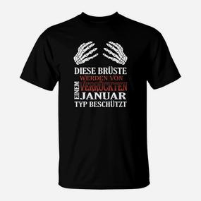 Januar Geburtstags-T-Shirt: Beschützt von einem Januar Mann - Seseable De