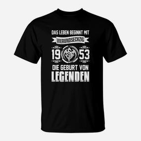 Schwarzes T-Shirt Leben beginnt mit 64, 1953, Geburt von Legenden - Seseable De
