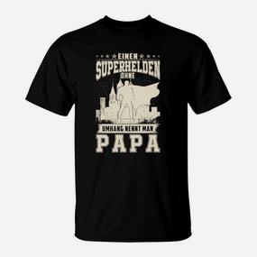 Superheld Papa T-Shirt, Vatertag Idee in Schwarz - Seseable De
