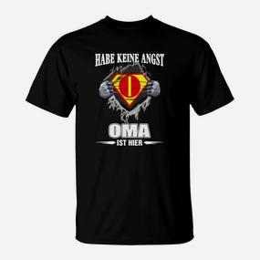 Superhelden Oma T-Shirt Schwarz, Motiv 'Habe keine Angst, OMA ist hier' - Seseable De