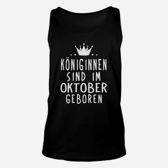Königinnen Oktober Geburtstag Unisex TankTop mit Krone - Schwarz - Seseable De