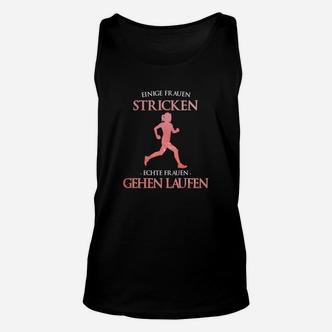 Lustiges Damen Laufshirt 'Stricken vs. Laufen', Motivations-Tee für Joggerinnen Unisex TankTop - Seseable De