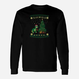 Weihnachtsbaum-Dinosaurier Langarmshirts, Lustiger Ugly Christmas Pullover-Stil - Seseable De