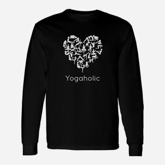 Yogaholic Schwarzes Langarmshirts mit Herz, für Yoga-Liebhaber - Seseable De