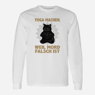 Lustiges Katzen-Yoga Langarmshirts: Yoga Statt Mord Humorvolles Langarmshirts - Seseable De