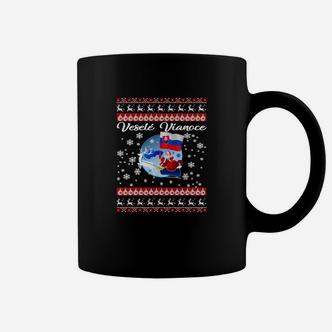 Ugly Christmas Tee mit Weihnachtspullover-Design & Weltkarte, Schwarzes Tassen - Seseable De