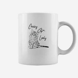 Crazy Cat Lady Tassen in Weiß, Lustiges Katzenliebhaber Tee - Seseable De