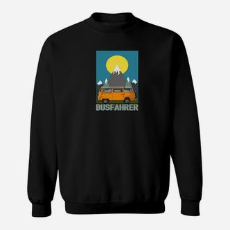 Busfahrer Berge Sonnenuntergang Sweatshirt, Kreatives Design für Busliebhaber - Seseable De