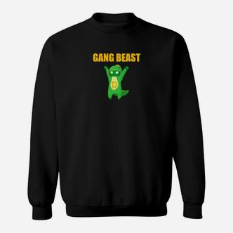 Gang Beast Lustiges Cartoon-Monster Grafik-Sweatshirt in Schwarz, Witziges Design - Seseable De