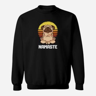 Namaste Pug Yoga Sonnenuntergang Sweatshirt, Entspannte Mops Design Tee - Seseable De