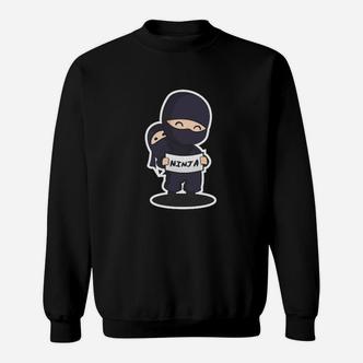 Ninja-Charakter-Design Schwarzes Sweatshirt, Stylisches Outfit für Fans - Seseable De