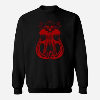 Oktopus Schädel Design Herren Sweatshirt, Roter Oktopus Tee - Seseable De