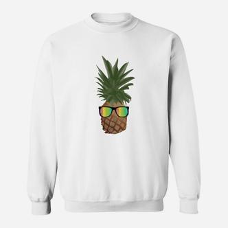 Ananas mit Sonnenbrille Sweatshirt, Lustiges Motiv Unisex Weiß - Seseable De