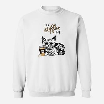 Kätzchen Kaffeepause Sweatshirt, Lustiges Katzenmotiv für Kaffeefans - Seseable De