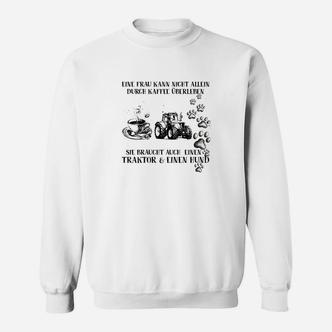 Landwirtschaft Sweatshirt für Frauen, Kaffee, Traktor & Hund Motiv - Seseable De