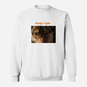 Magische Wolf Augen Design Sweatshirt in Weiß, Tiermotiv Mode - Seseable De
