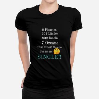 Lustiges Single-Statistik Frauen Tshirt mit Emoticon, Humorvolles Tee - Seseable De