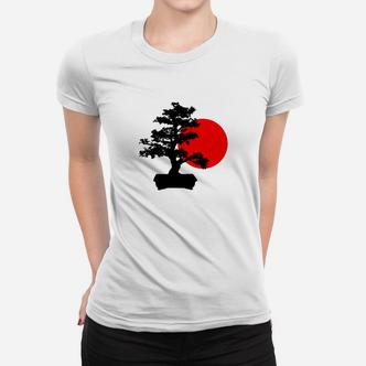 Bonsai-Baum und Sonnenaufgang Design Unisex Frauen Tshirt, Japanische Kunst Tee - Seseable De