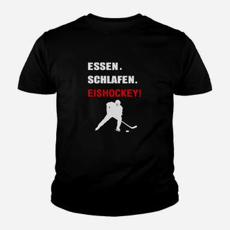 Eishockey-Enthusiast Kinder Tshirt - Essen, Schlafen, Eishockey, Fanshirt - Seseable De