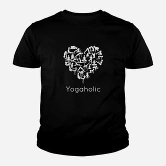 Yogaholic Schwarzes Kinder Tshirt mit Herz, für Yoga-Liebhaber - Seseable De