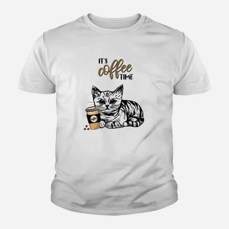 Kätzchen Kaffeepause Kinder Tshirt, Lustiges Katzenmotiv für Kaffeefans - Seseable De