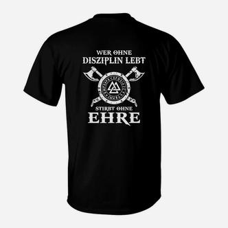 Schwarzes T-Shirt mit Motiv Disziplin & Ehre, Motivations-Design - Seseable De