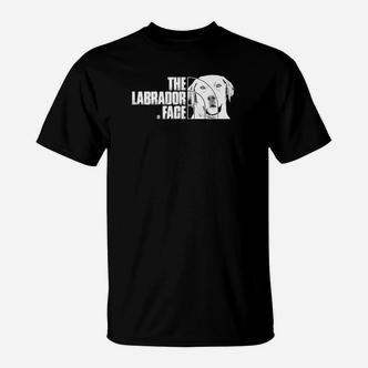 Schwarzes Labrador-Hunde-Gesicht T-Shirt, Modisches Haustierliebhaber-Outfit - Seseable De