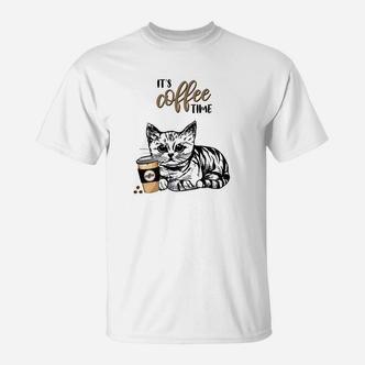 Kätzchen Kaffeepause T-Shirt, Lustiges Katzenmotiv für Kaffeefans - Seseable De