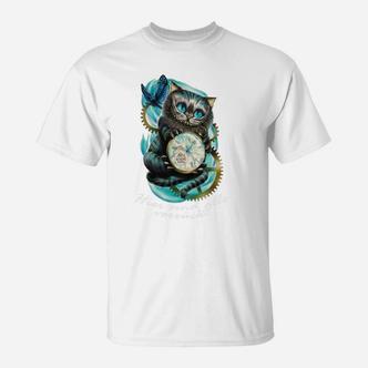 Steampunk-Eulenmuster Herren T-Shirt in Weiß, Designer Tee für Herren - Seseable De