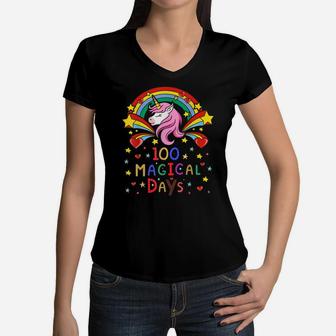 100 Magical Days Happy 100Th Day Of School Kids Boys Girls Women V-Neck T-Shirt | Crazezy DE