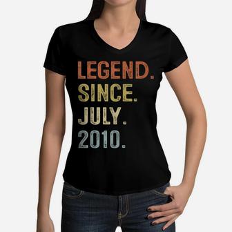 11Th Birthday Gift 11 Years Old Legend Since July 2010 Boys Women V-Neck T-Shirt | Crazezy UK