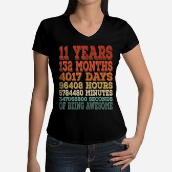 11Th Birthday Shirt Gift Girls Age 11 Eleven Year Old Boys Women V-Neck T-Shirt | Crazezy