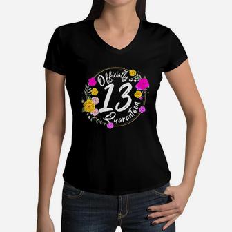 13Th Birthday Official Quaranteen Girl Teenager Born In 2008 Women V-Neck T-Shirt | Crazezy AU