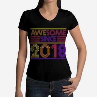 2Nd Birthday Gifts Boys Girls - Awesome Since 2018 Women V-Neck T-Shirt | Crazezy UK