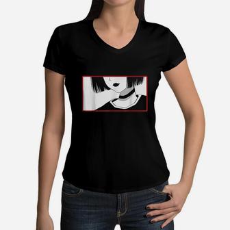 Aesthetic Goth Girl Soft Grunge Aesthetic Gothic Women V-Neck T-Shirt | Crazezy