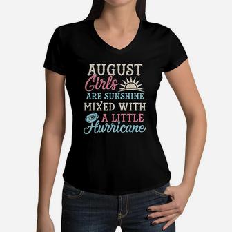 August Girls Funny August Facts Girl Sayings Women V-Neck T-Shirt | Crazezy UK